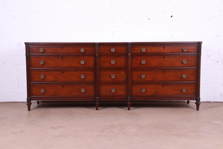 American Kittinger French Regency Louis XVI Mahogany Twelve-Drawer Dresser, Refinished