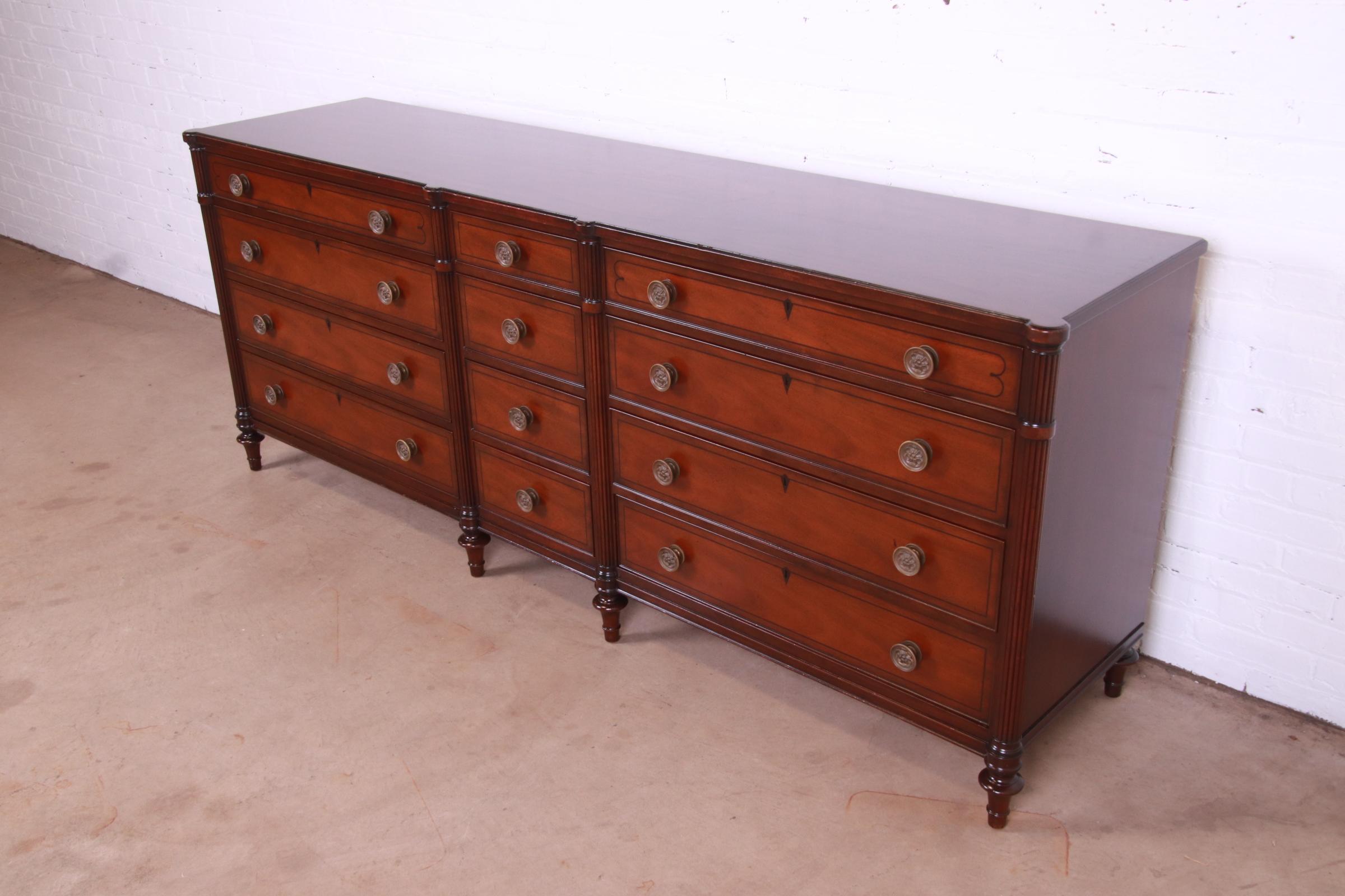 20th Century Kittinger French Regency Louis XVI Mahogany Twelve-Drawer Dresser, Refinished