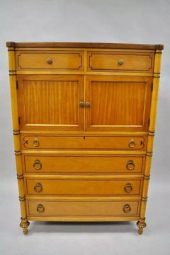 Kittinger French Regency Style Satinwood & Rosewood Tall Chest Dresser Cabinet