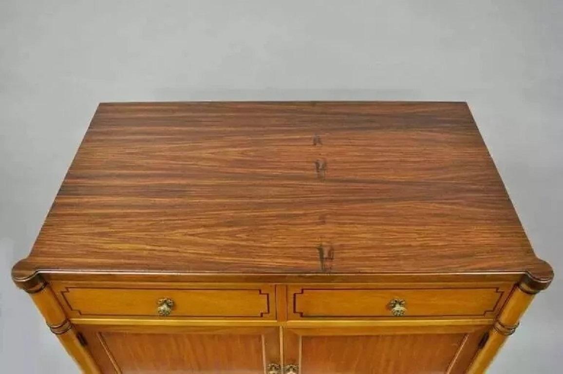 Kittinger French Regency Style Satinwood & Rosewood Tall Chest Dresser Cabinet In Good Condition For Sale In Philadelphia, PA