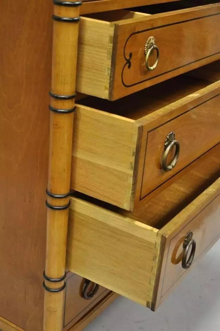Kittinger French Regency Style Satinwood & Rosewood Tall Chest Dresser Cabinet For Sale 1