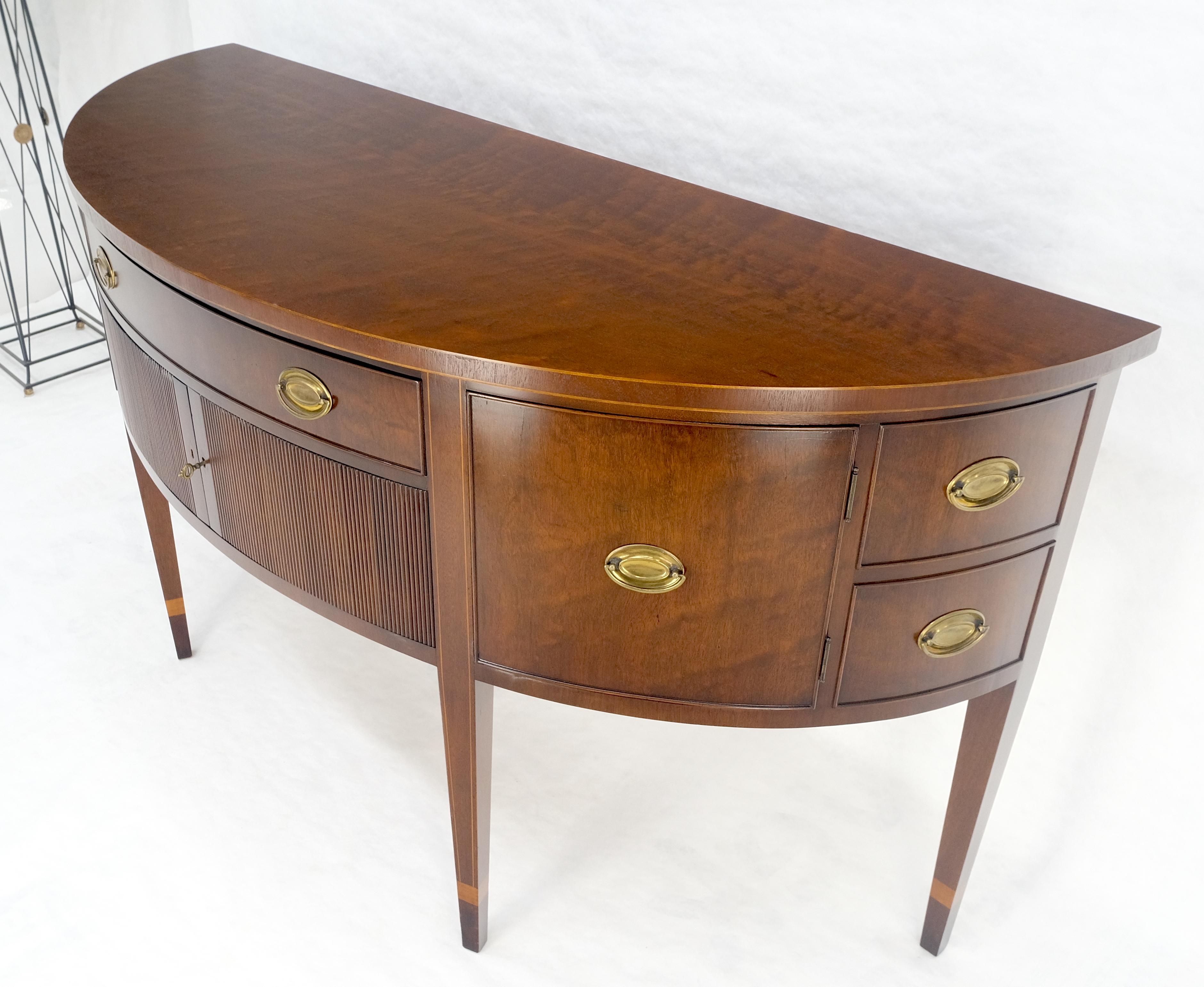 Kittinger Georgian 6' Long Rounded Demi Lune Sideboard Credenza Server Cabinet For Sale 6