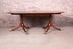 Kittinger Georgian Banded Mahogany Double Pedestal Dining Table, Newly Restored