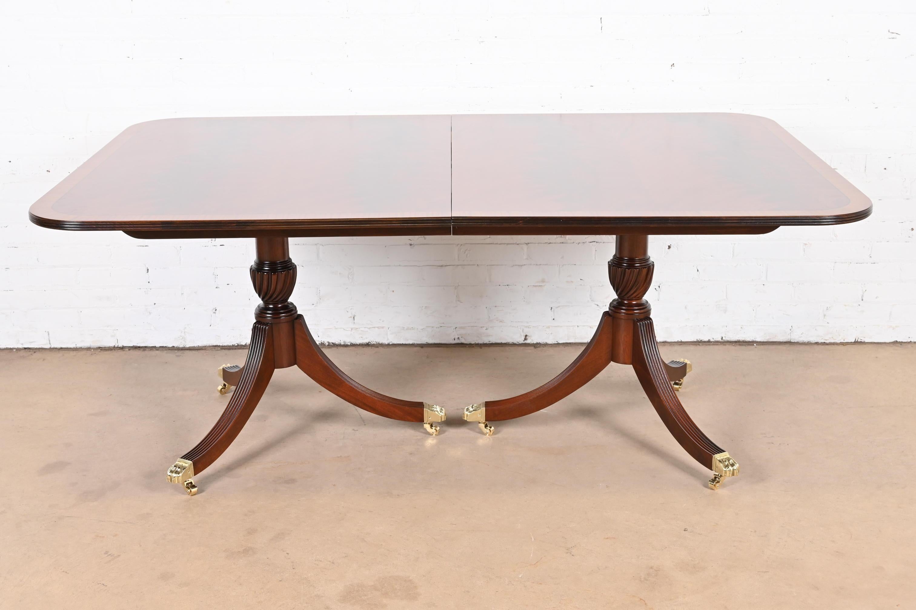 Kittinger Georgian Banded Mahogany Double Pedestal Extension Dining Table 5