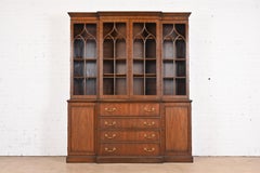Kittinger Georgian Carved Mahogany Breakfront Bookcase Cabinet