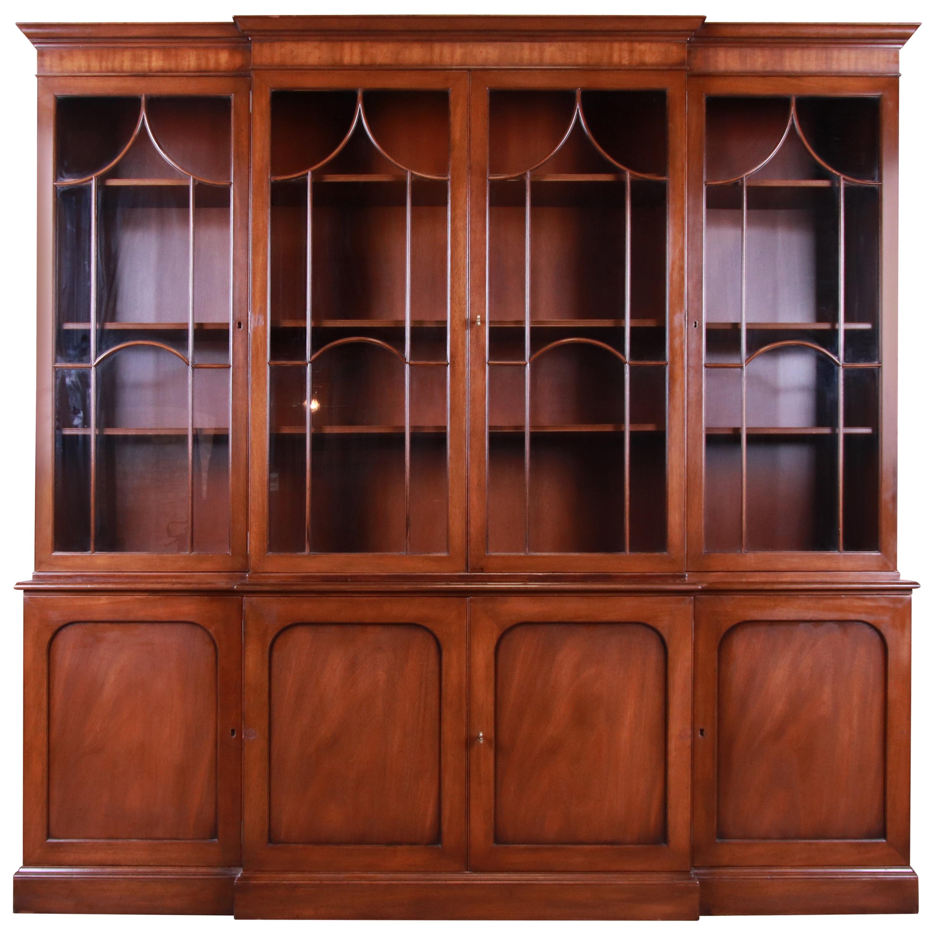 Kittinger Georgian Mahogany Breakfront Bookcase or Bar Cabinet
