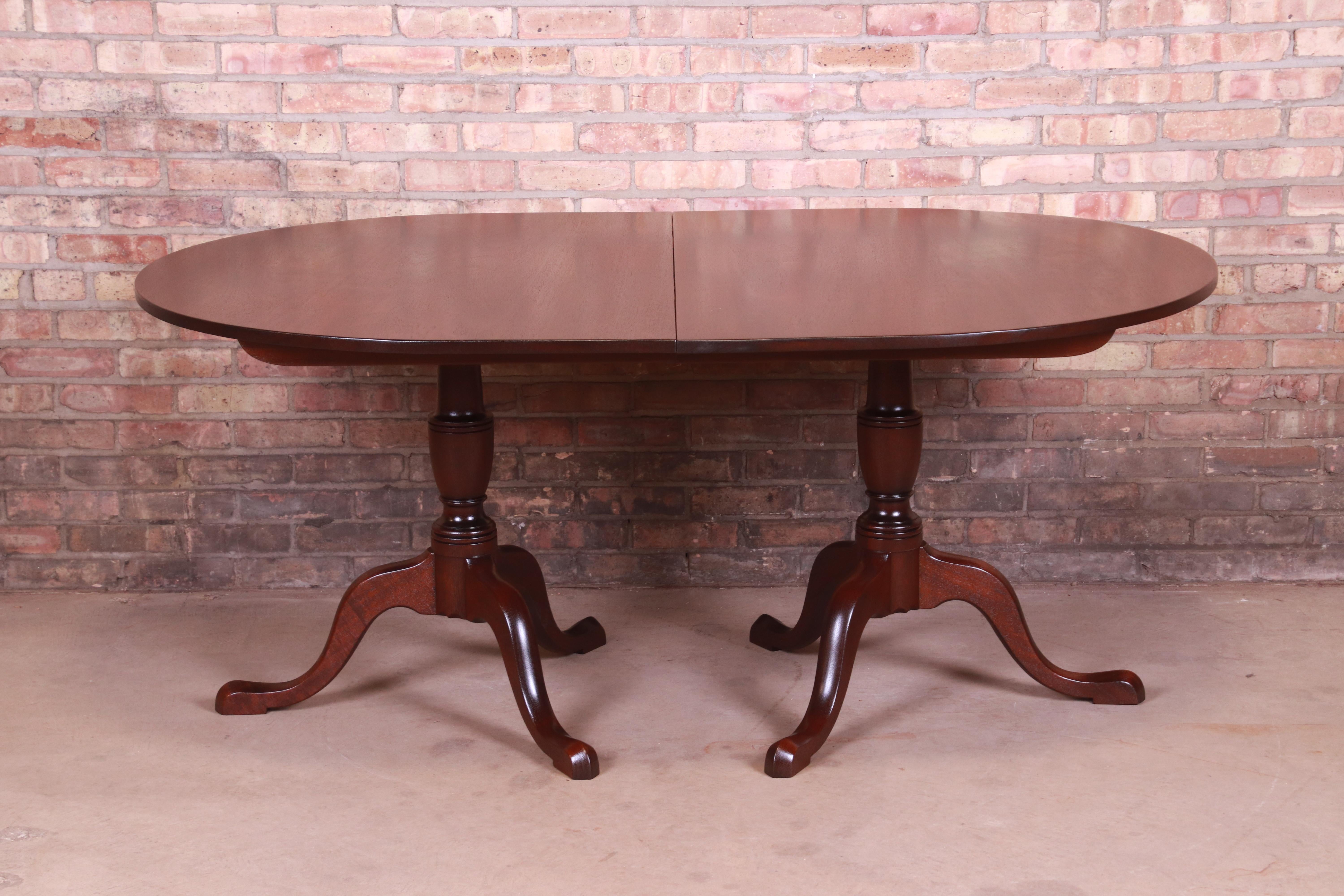 Kittinger Georgian Mahogany Double Pedestal Dining Table, Newly Refinished 5