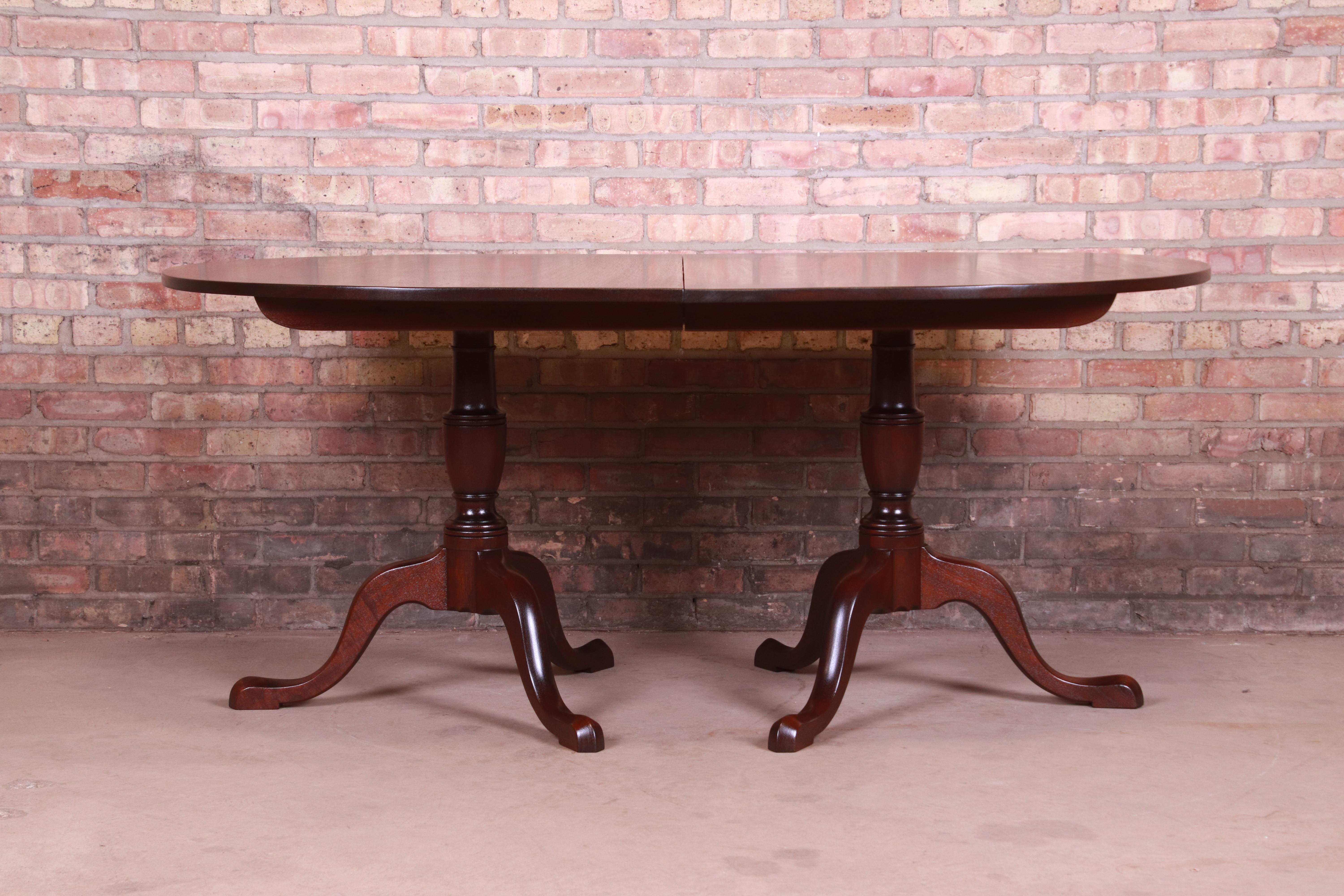 Kittinger Georgian Mahogany Double Pedestal Dining Table, Newly Refinished 6