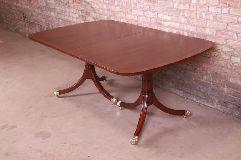 Kittinger Mahogany Double Pedestal Dining Table, Newly
