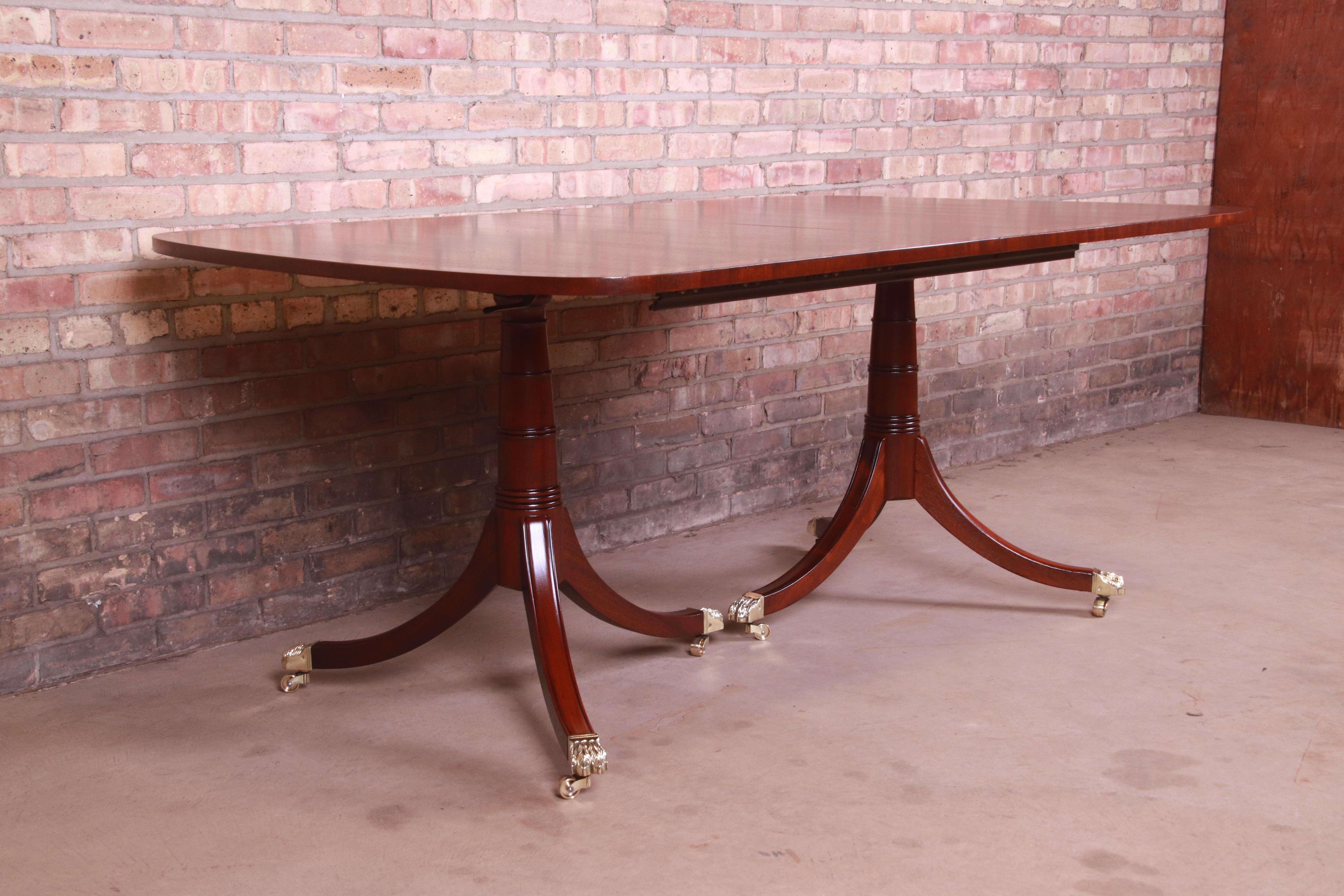 Kittinger Georgian Mahogany Double Pedestal Dining Table, Newly Refinished 8