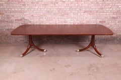 Kittinger Georgian Mahogany Double Pedestal Dining Table, Newly Refinished