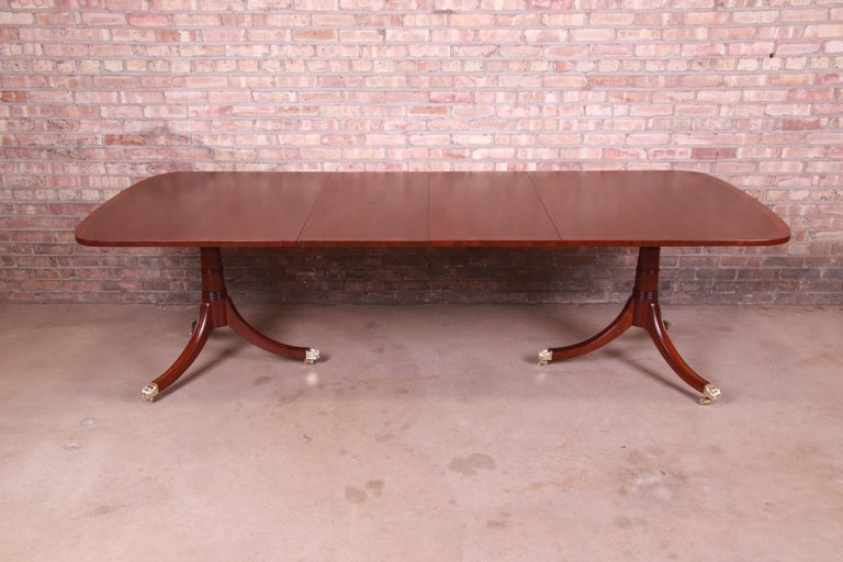 Kittinger Mahogany Double Pedestal Dining Table, Newly