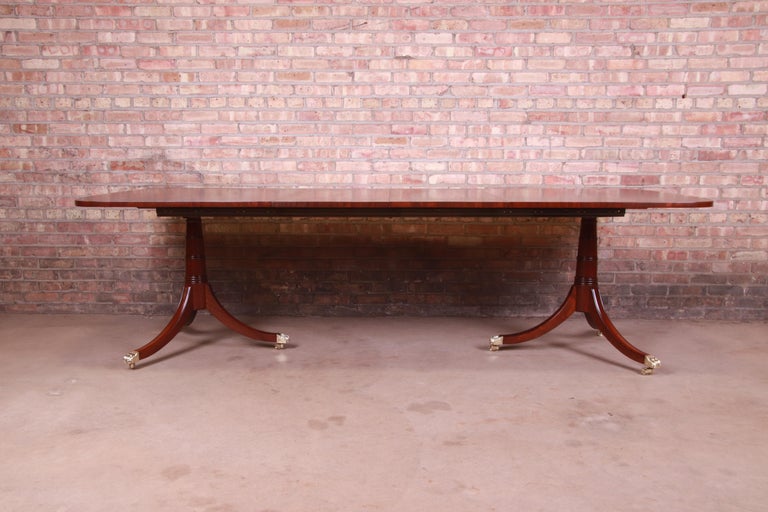 Kittinger Mahogany Double Pedestal Dining Table, Newly