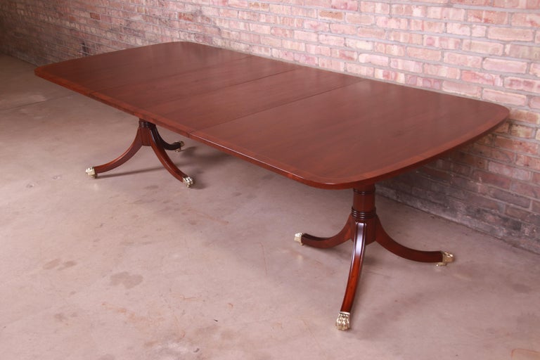 Kittinger Mahogany Double Pedestal Dining Table, Newly