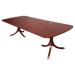 Kittinger Georgian Mahogany Double Pedestal Dining Table, Newly Refinished