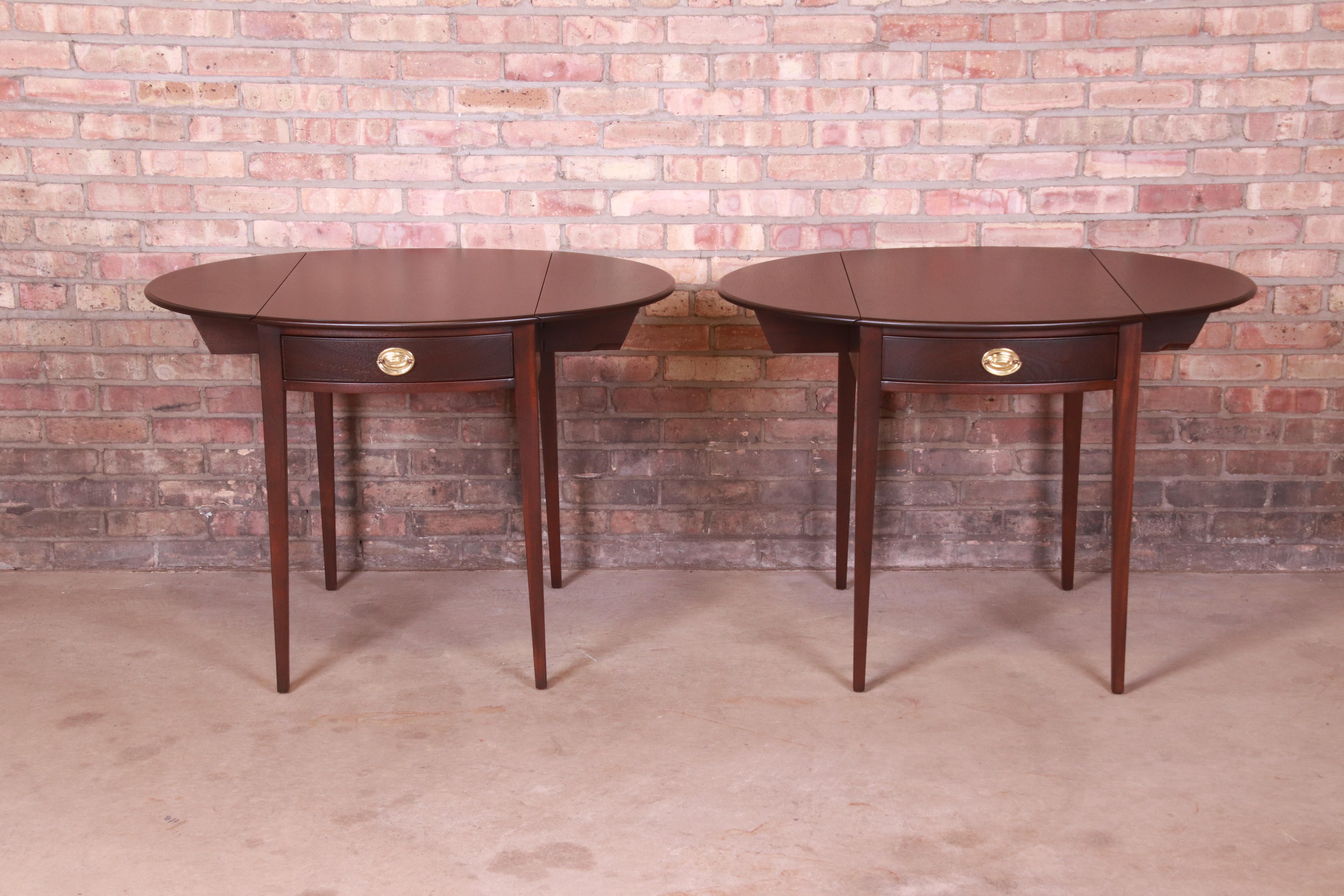 Kittinger Georgian Mahogany Pembroke Tea Tables, Newly Refinished For Sale 5