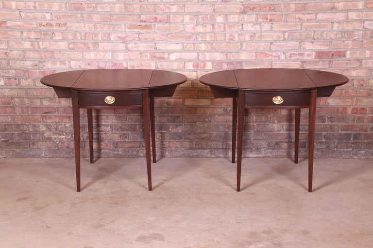 Kittinger Mahogany Pembroke Tea Tables, Newly Refinished For