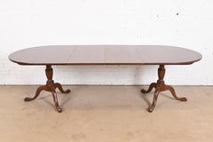 Kittinger Georgian Solid Mahogany Double Pedestal Dining Table, Newly Refinished