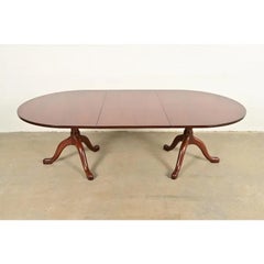 Kittinger Georgian Solid Mahogany Double Pedestal Extension Dining Table