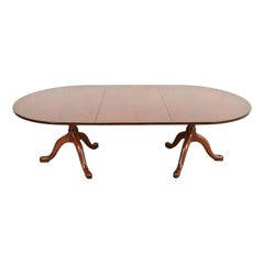 Kittinger Georgian Solid Mahogany Double Pedestal Extension Dining Table