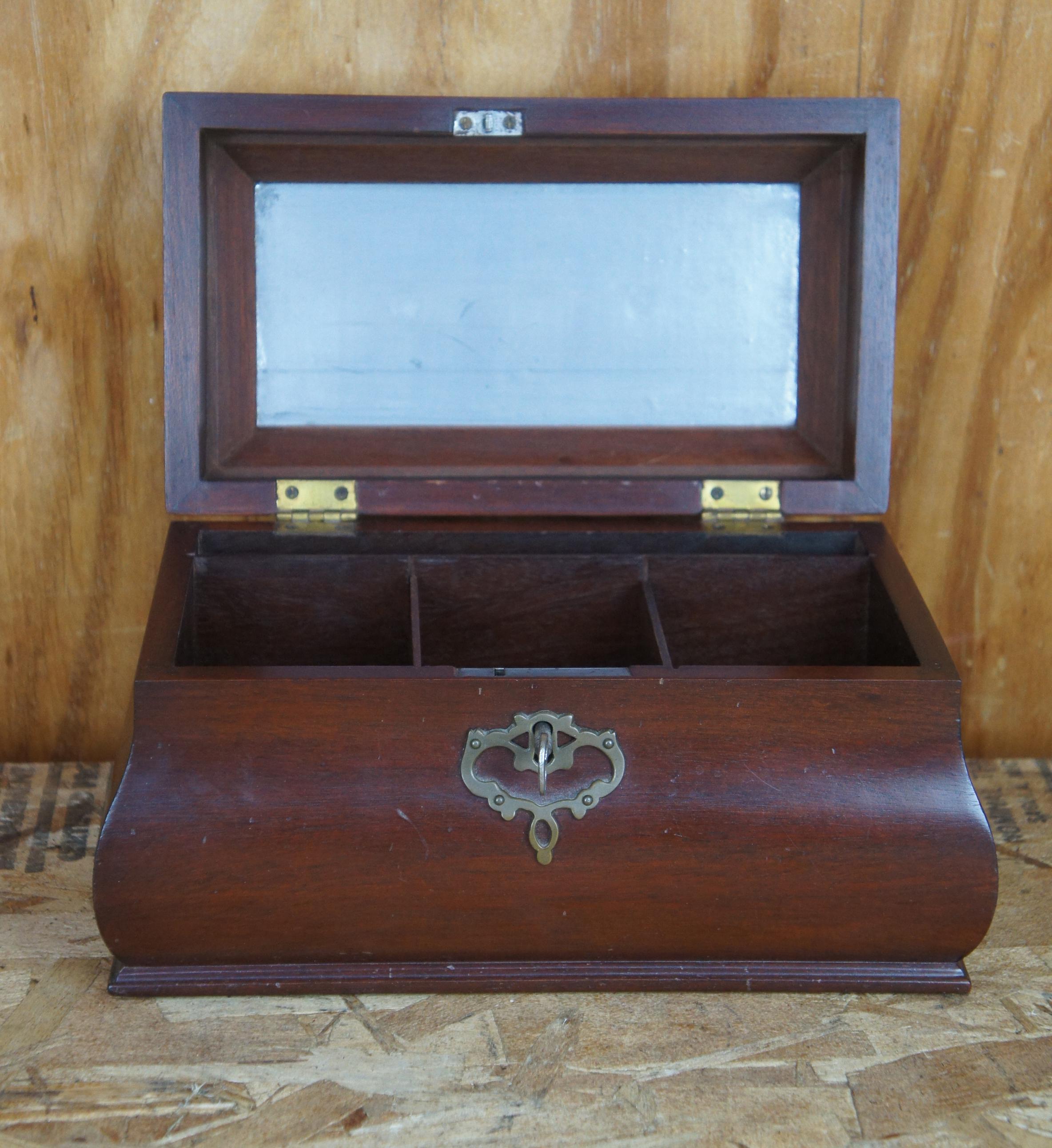 20th Century Kittinger Georgian Solid Mahogany Tea Caddy Bombe Stlye Jewelry Casket Colonial