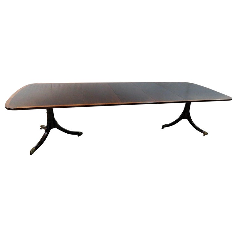 Kittinger Style Double Pedestal Dining Table For Sale at 1stDibs