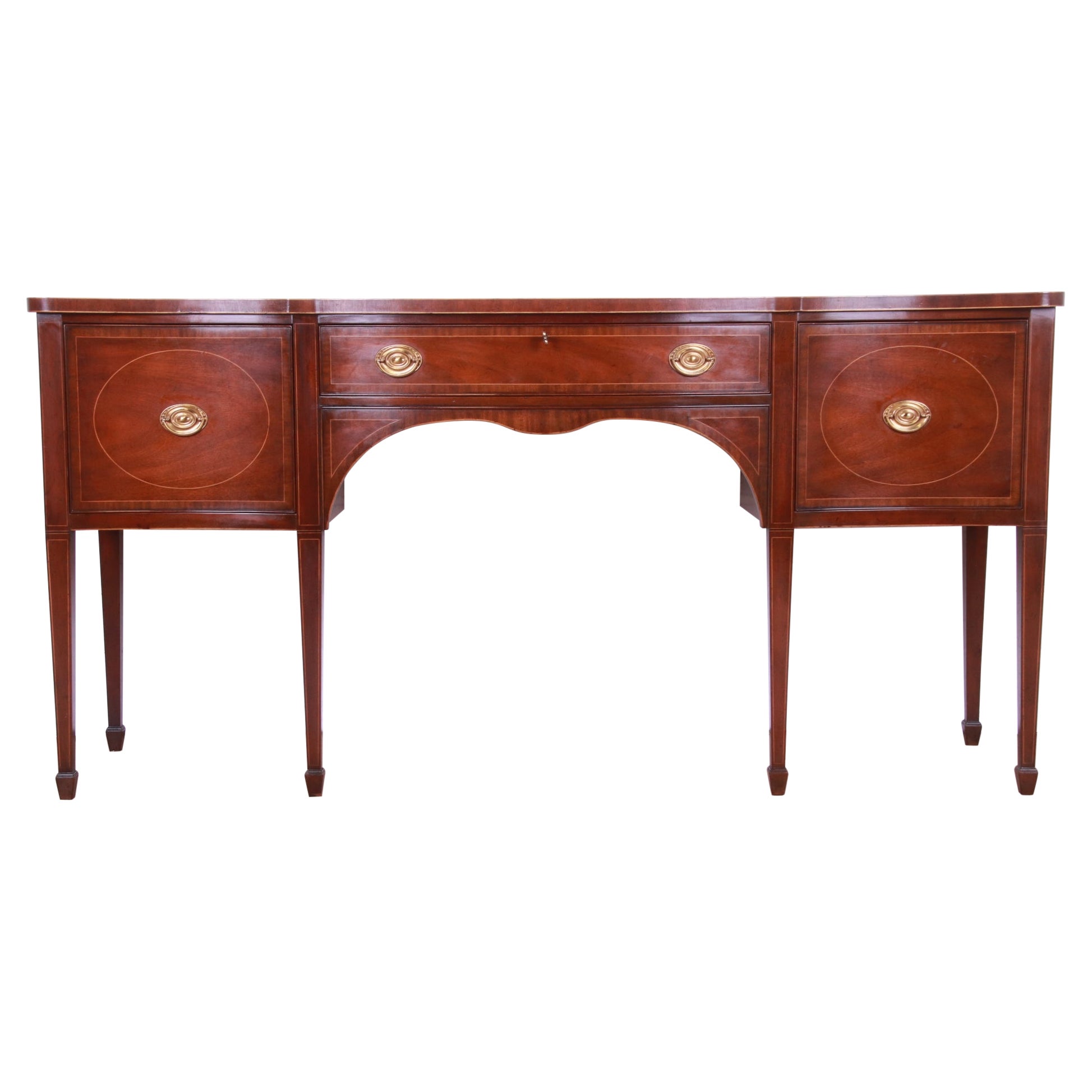 Kittinger Hepplewhite Inlaid Mahogany Serpentine Sideboard Credenza