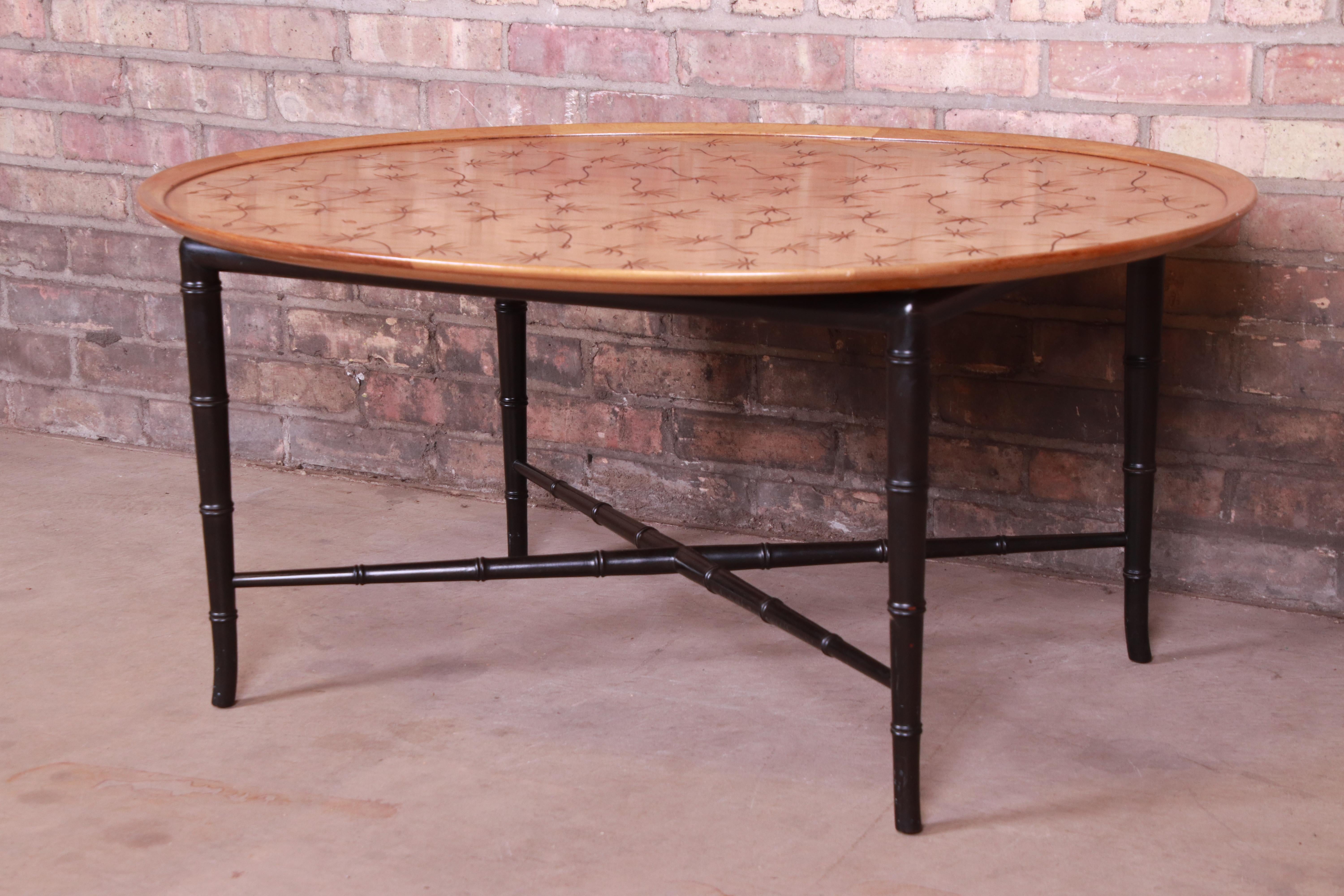 American Kittinger Hollywood Regency Faux Bamboo Cocktail Table, circa 1950s