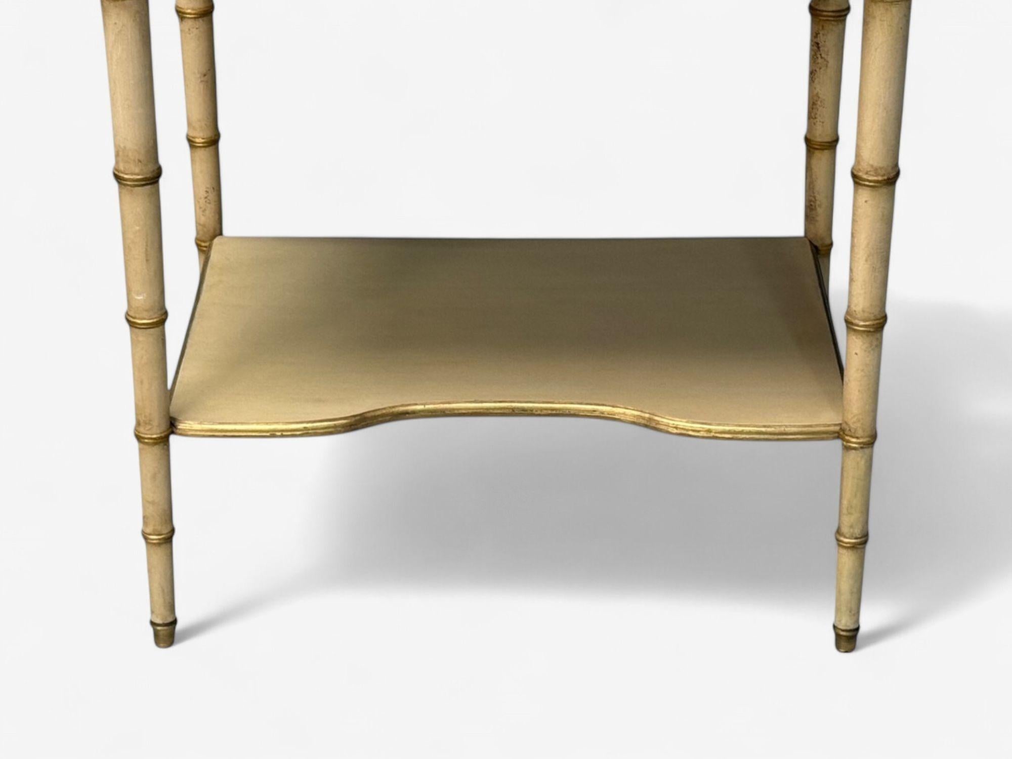 Kittinger, Hollywood Regency Style, Nightstands, Faux Bamboo Painted Wood, Brass 4