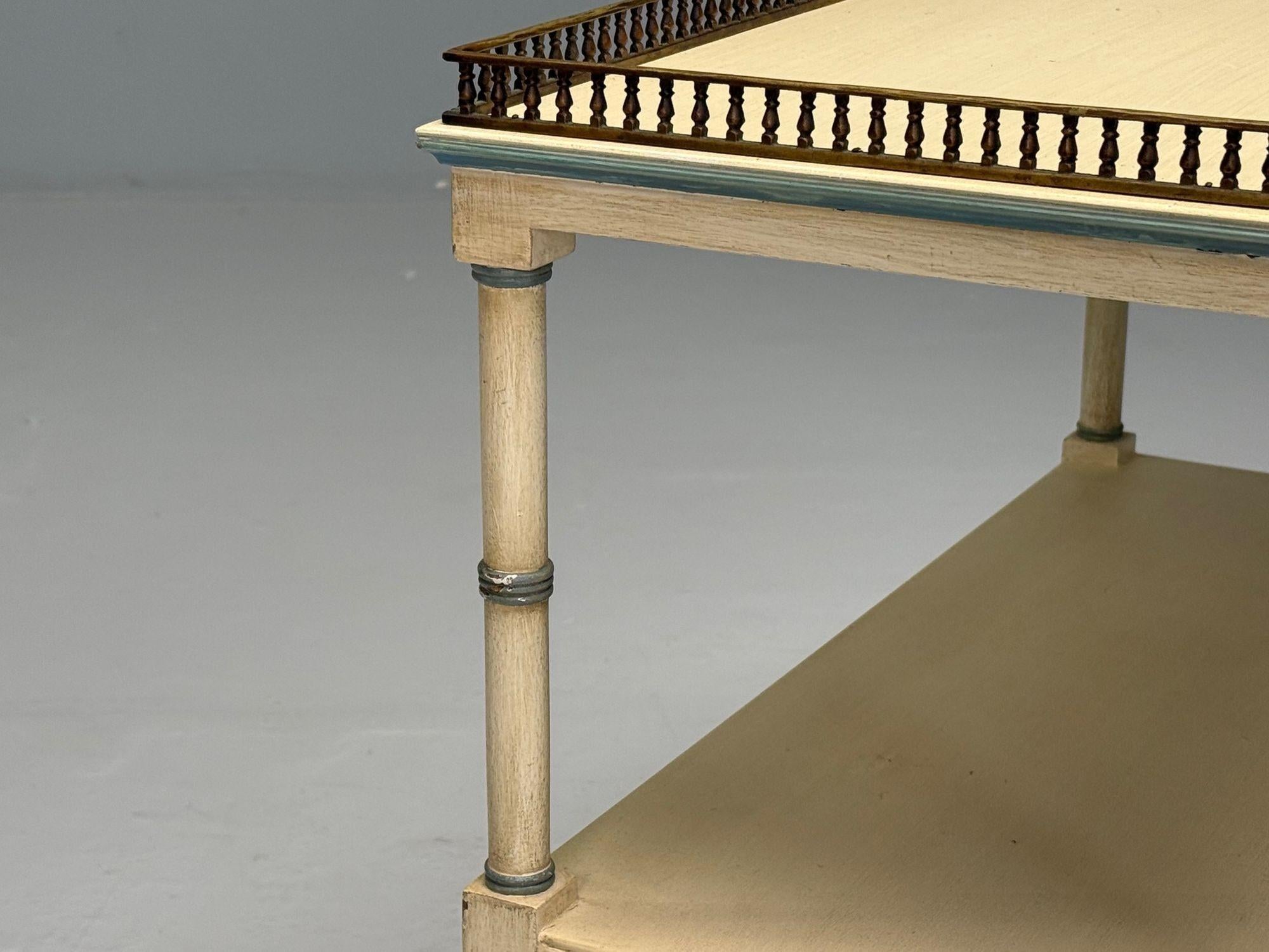 Mid-20th Century Kittinger, Hollywood Regency Style, Side Tables, Faux Bamboo Painted Wood, Brass For Sale