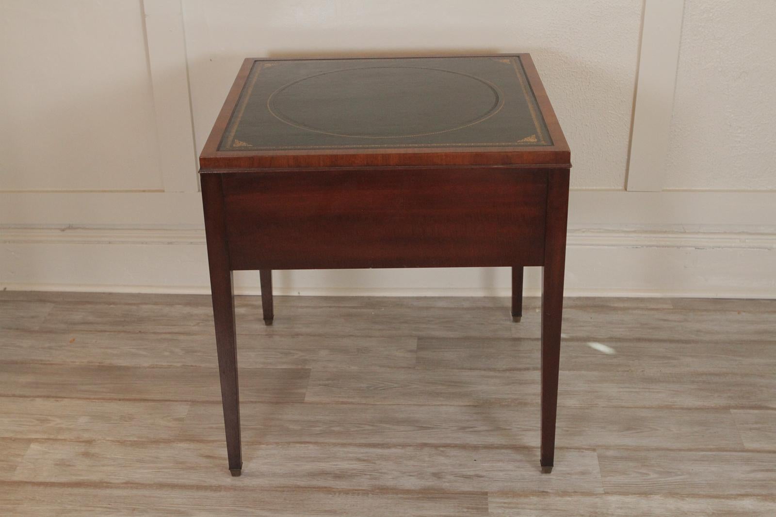 American Kittinger Leather Top Mahogany One Drawer Table