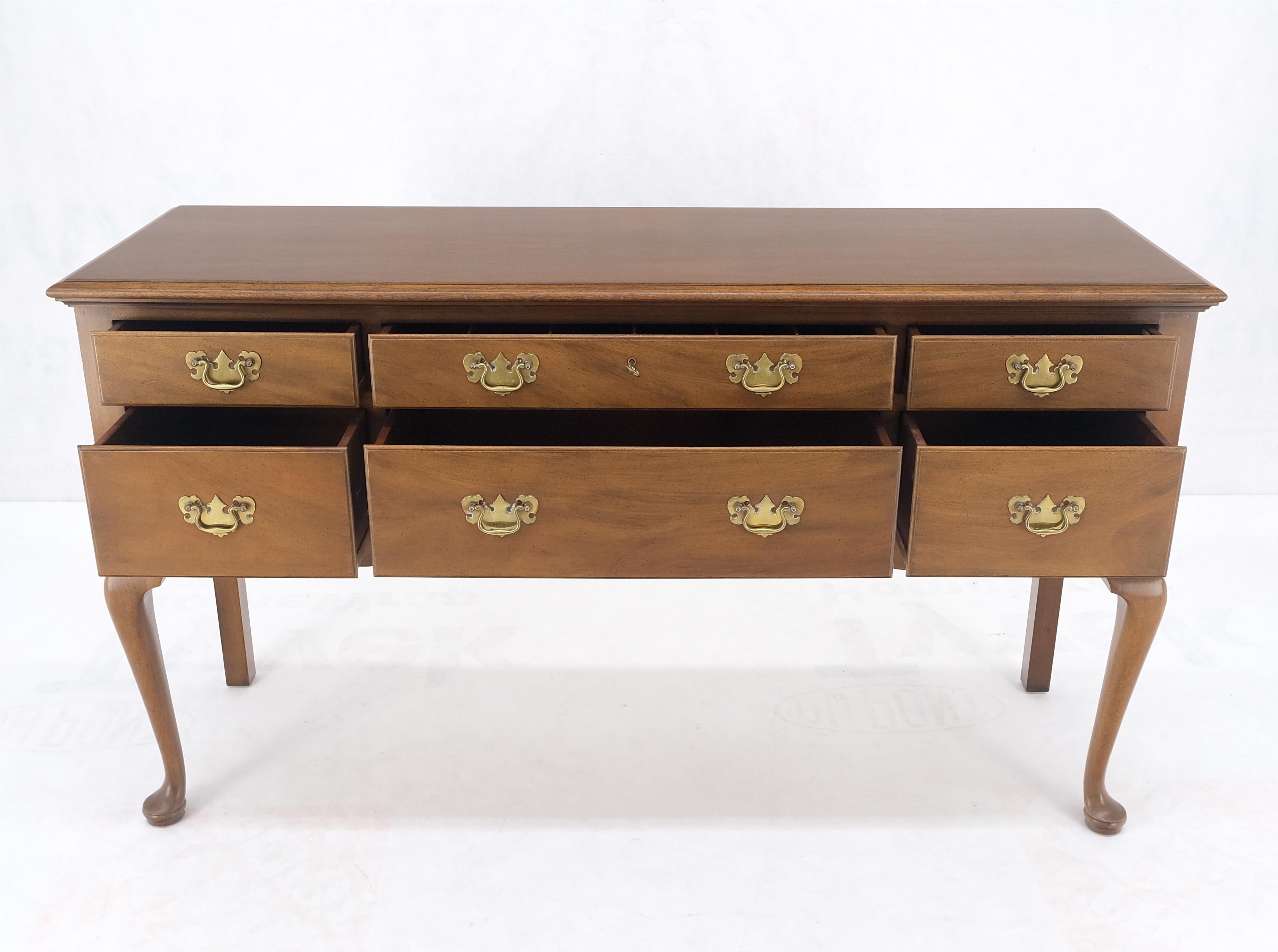 Lacquered Kittinger Light Mahogany Queen Anne 6 Drawer Sideboard Server Credenza MINT! For Sale