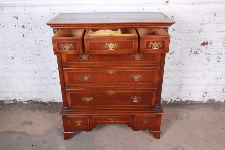 Kittinger Mahogany And Birdseye Maple Nine Drawer Highboy Dresser