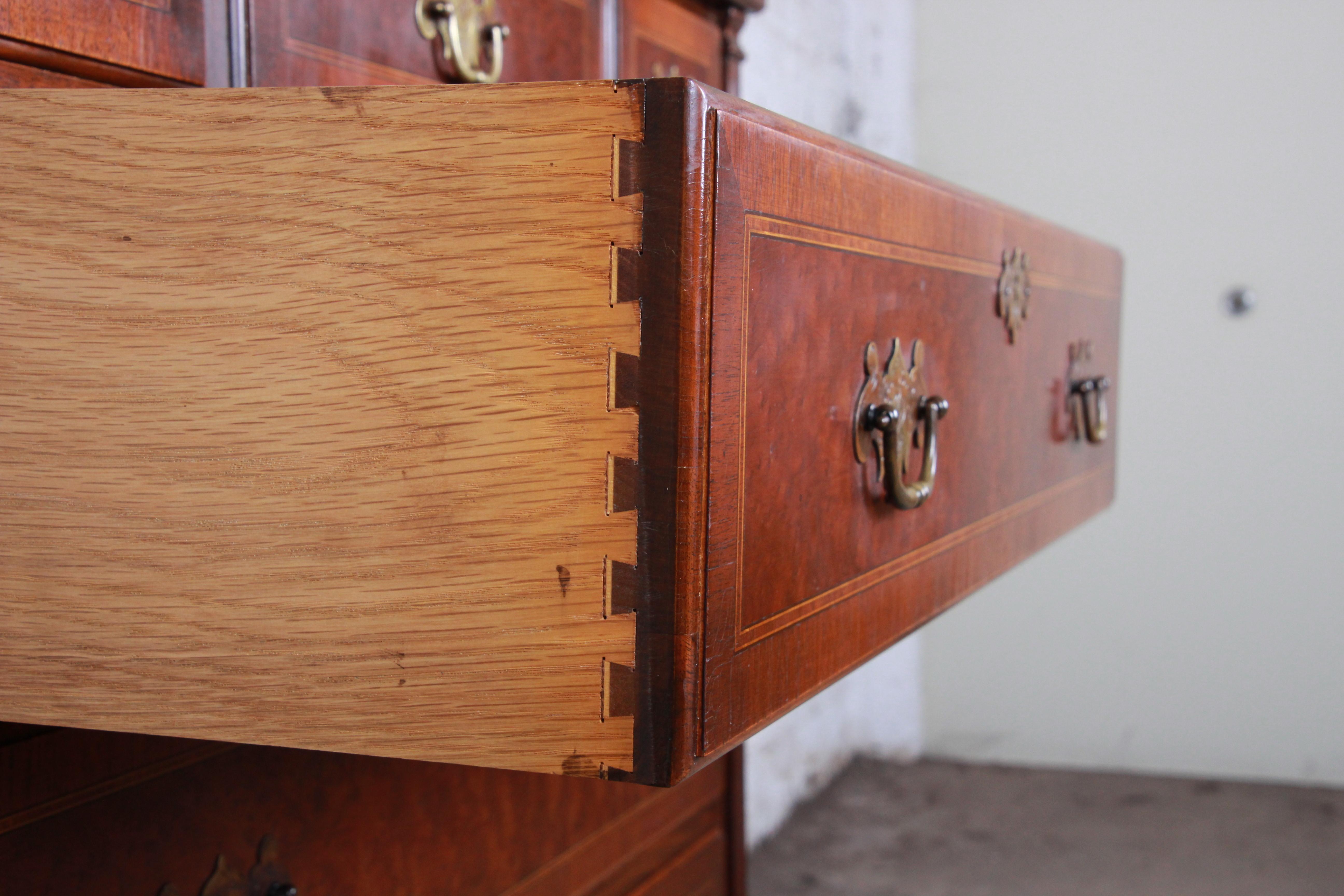 Kittinger Mahogany and Birdseye Maple Nine-Drawer Highboy Dresser, circa 1930s 4