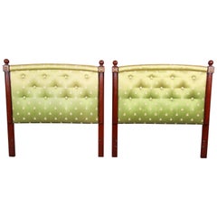 Vintage Kittinger Mahogany and Upholstered Twin Size Headboards, Pair