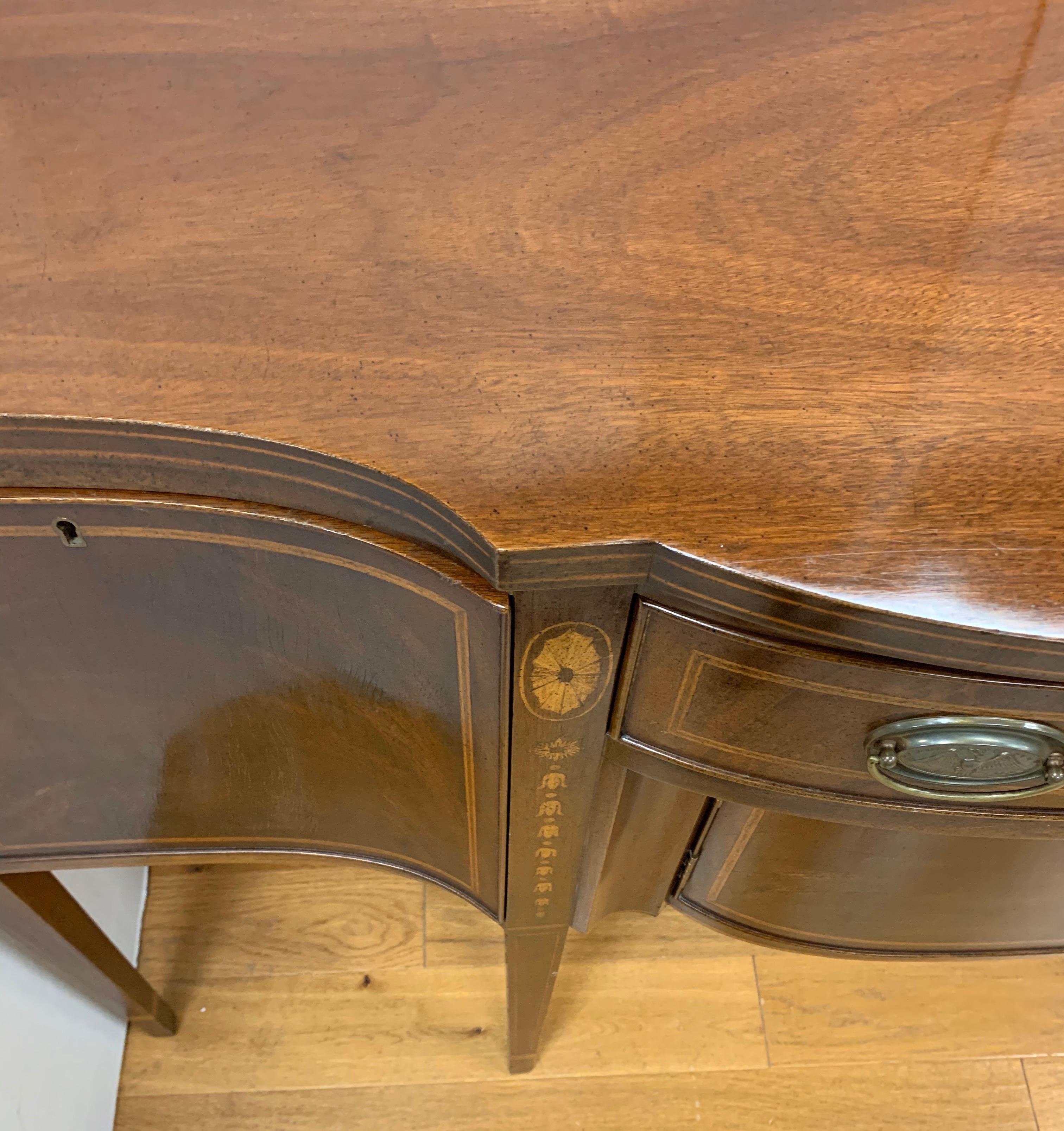 Kittinger Mahogany Inlay Buffet Sheraton Sideboard Credenza In Good Condition In West Hartford, CT