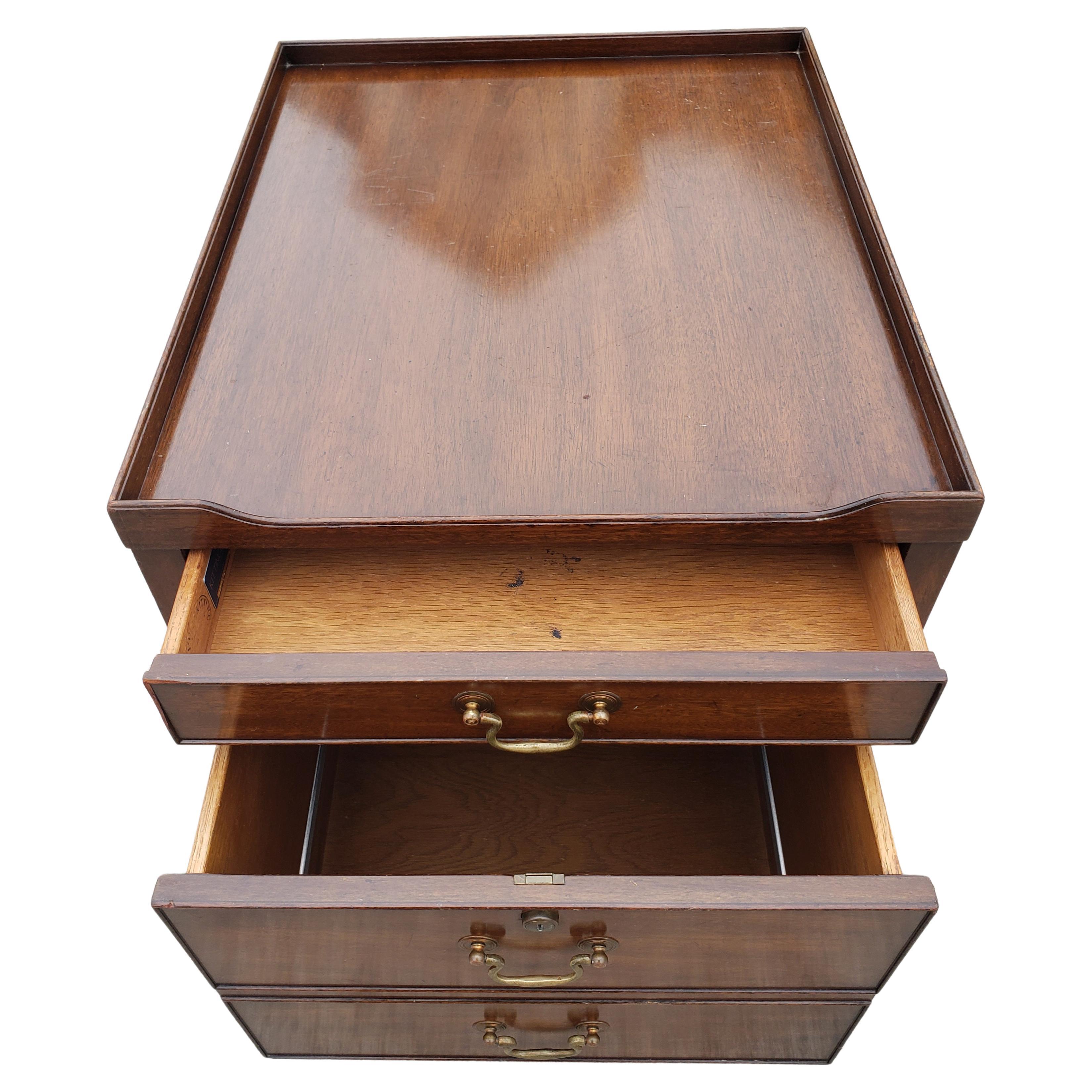 Chippendale Kittinger Mahogany Side Table File Cabinet