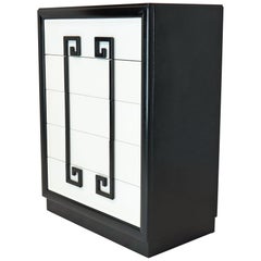 Kittinger Mandarin Style Chest Dresser Black and White Lacquer Five Drawers