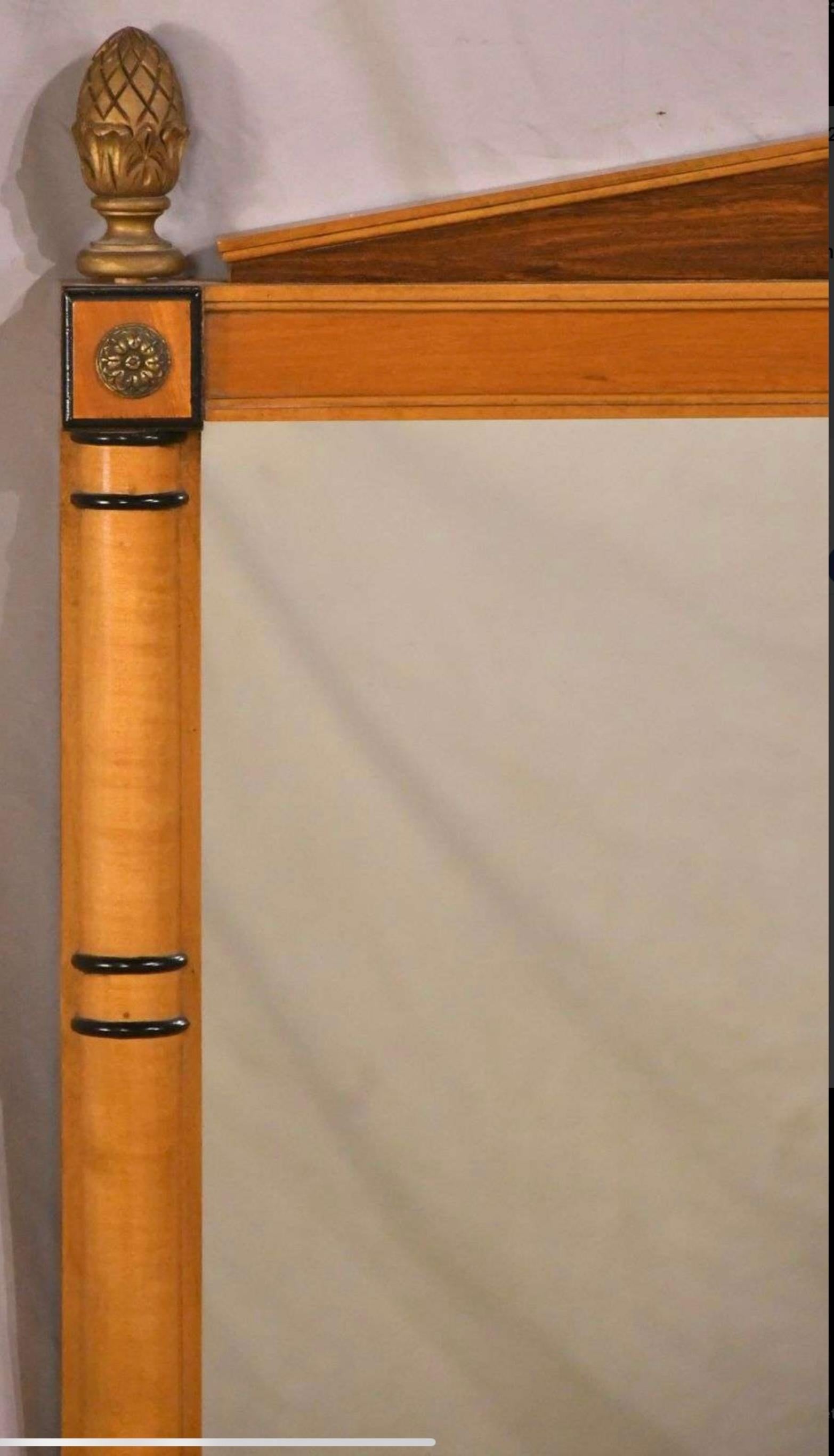20th Century Kittinger Maple French Regency Style Faux Bamboo Inspired Maple & Brass Mirror For Sale