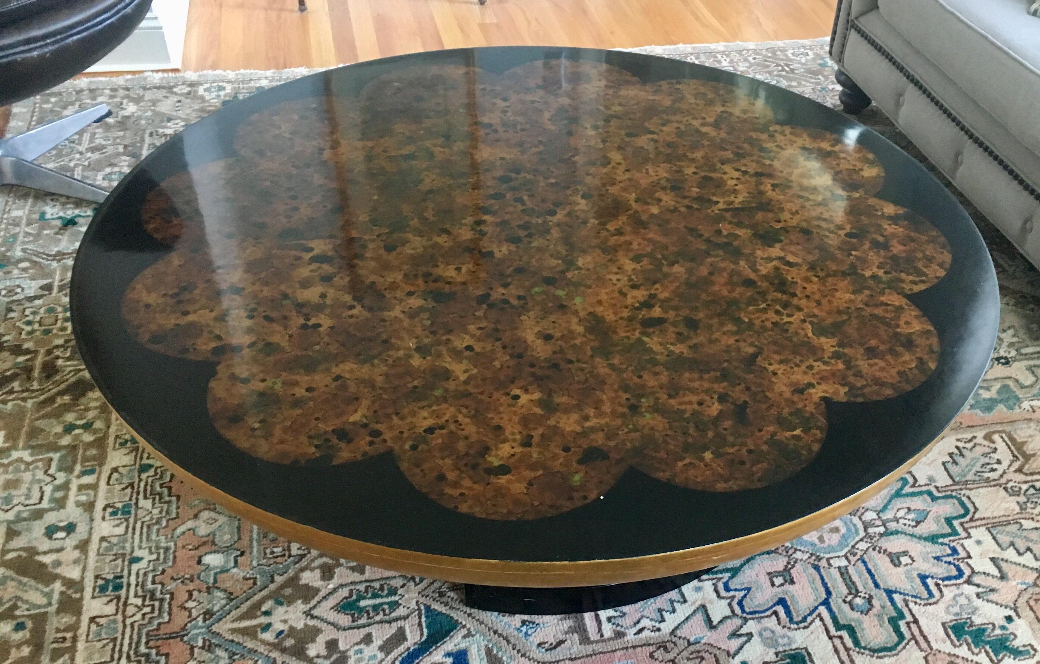 Hollywood Regency Kittinger Muller and Barringer Lotus Round Cocktail Coffee Table