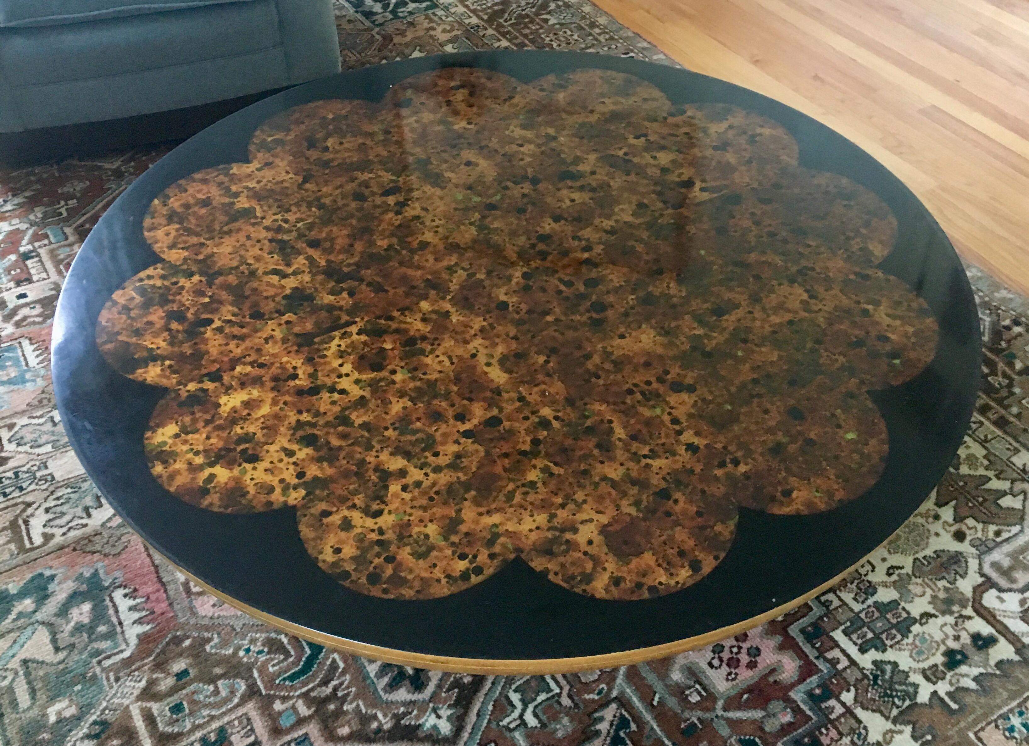 Wood Kittinger Muller and Barringer Lotus Round Cocktail Coffee Table