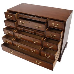 Vintage Kittinger Multi Drawer Mahogany and Brass Hardware Bachelor Chest Dresser Server