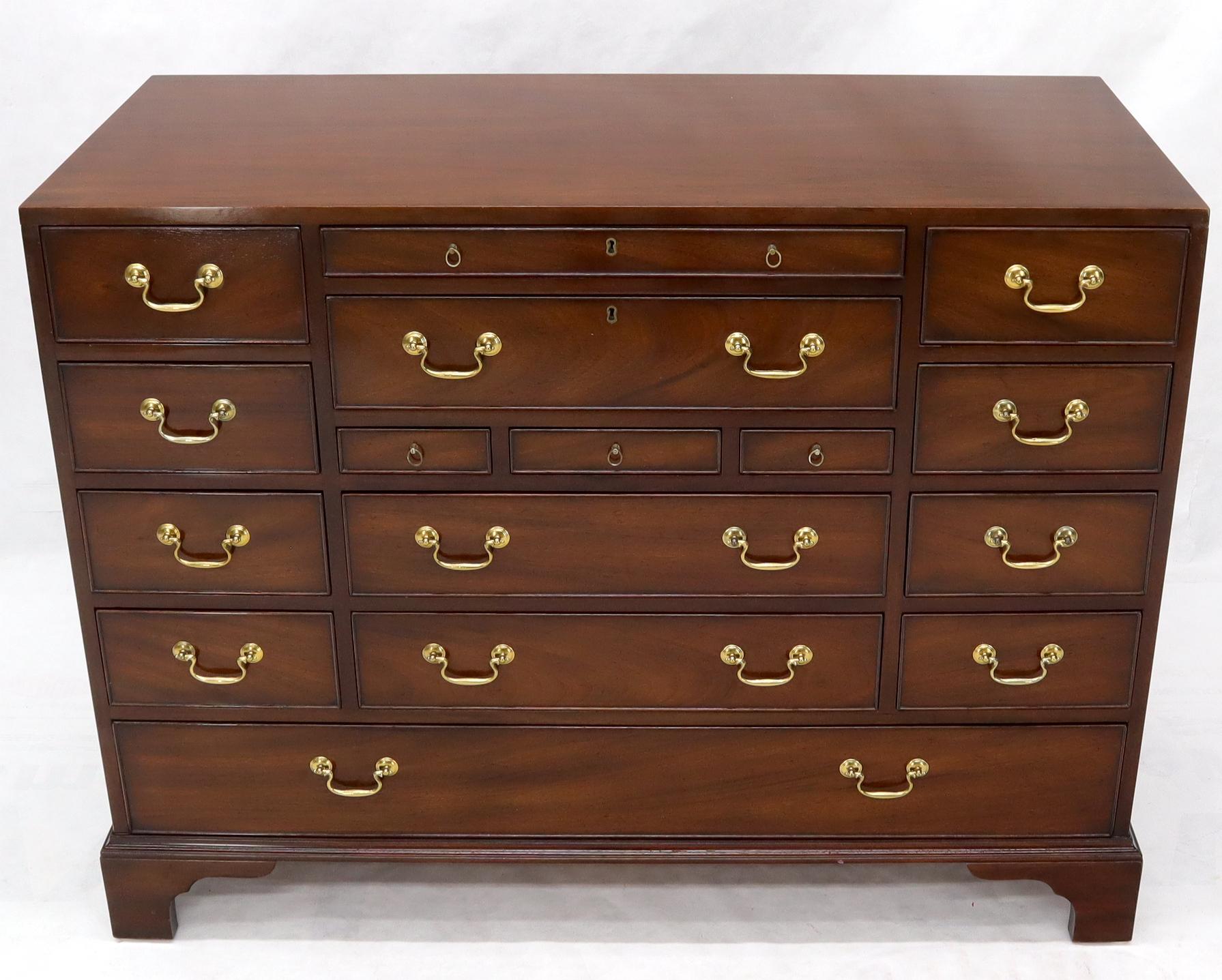 Chippendale Kittinger Multi Drawer Mahogany and Brass Hardware Bachelor Chest Dresser Server