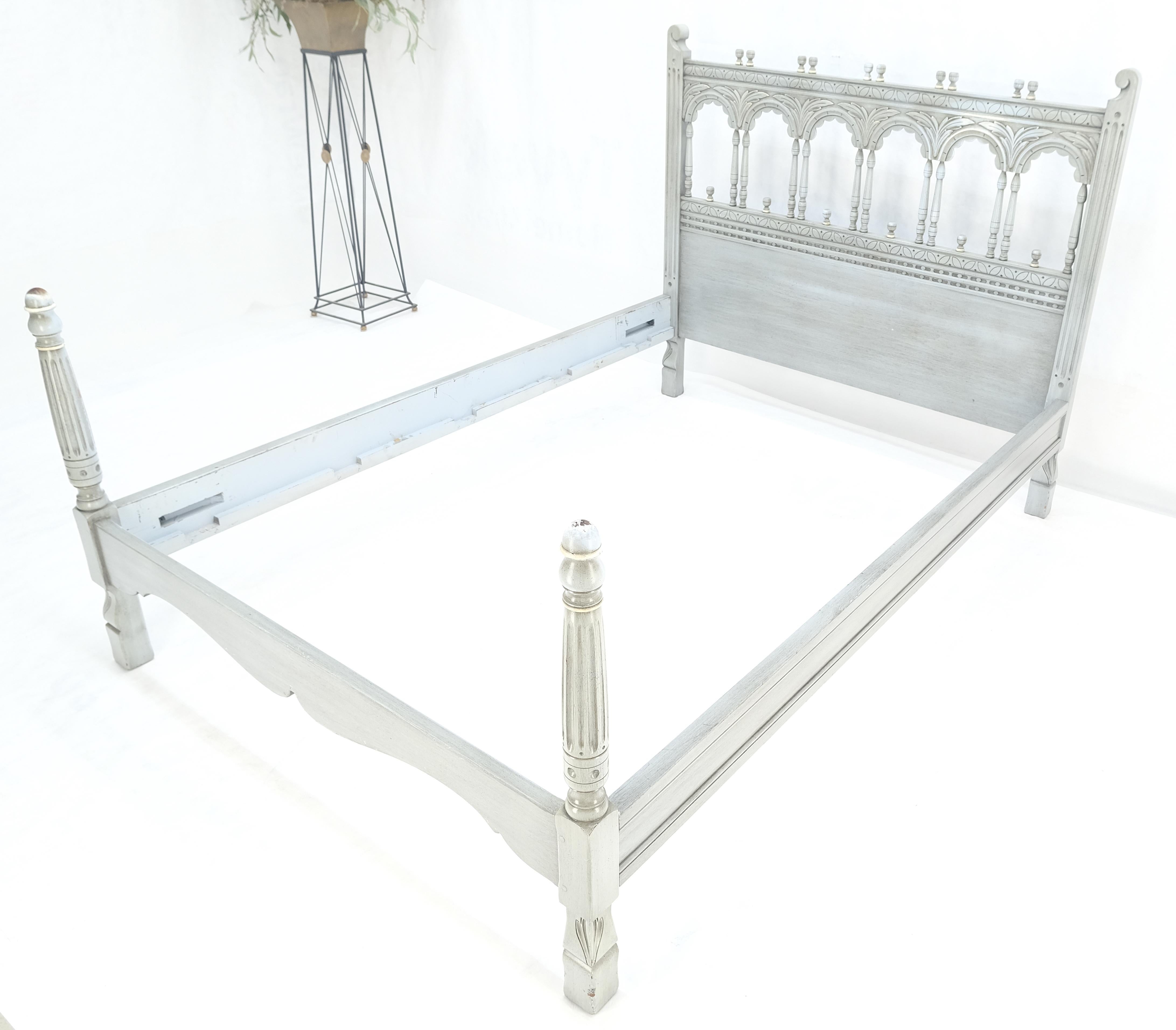 Kittinger Pintado Pintura Decorado Blanco Azul Gris Cama Completa Cabecero Rieles en venta 3