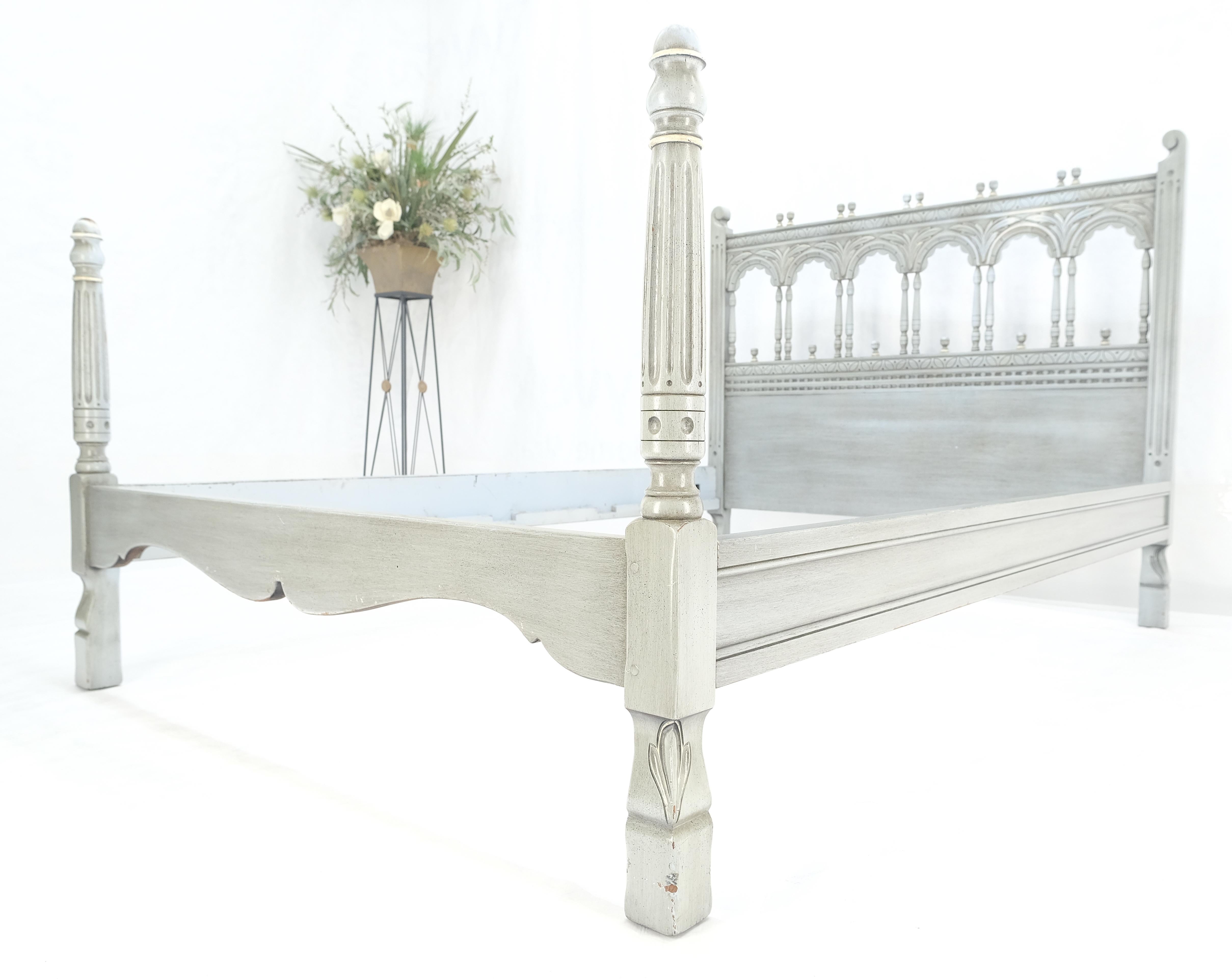 Kittinger Pintado Pintura Decorado Blanco Azul Gris Cama Completa Cabecero Rieles en venta 4
