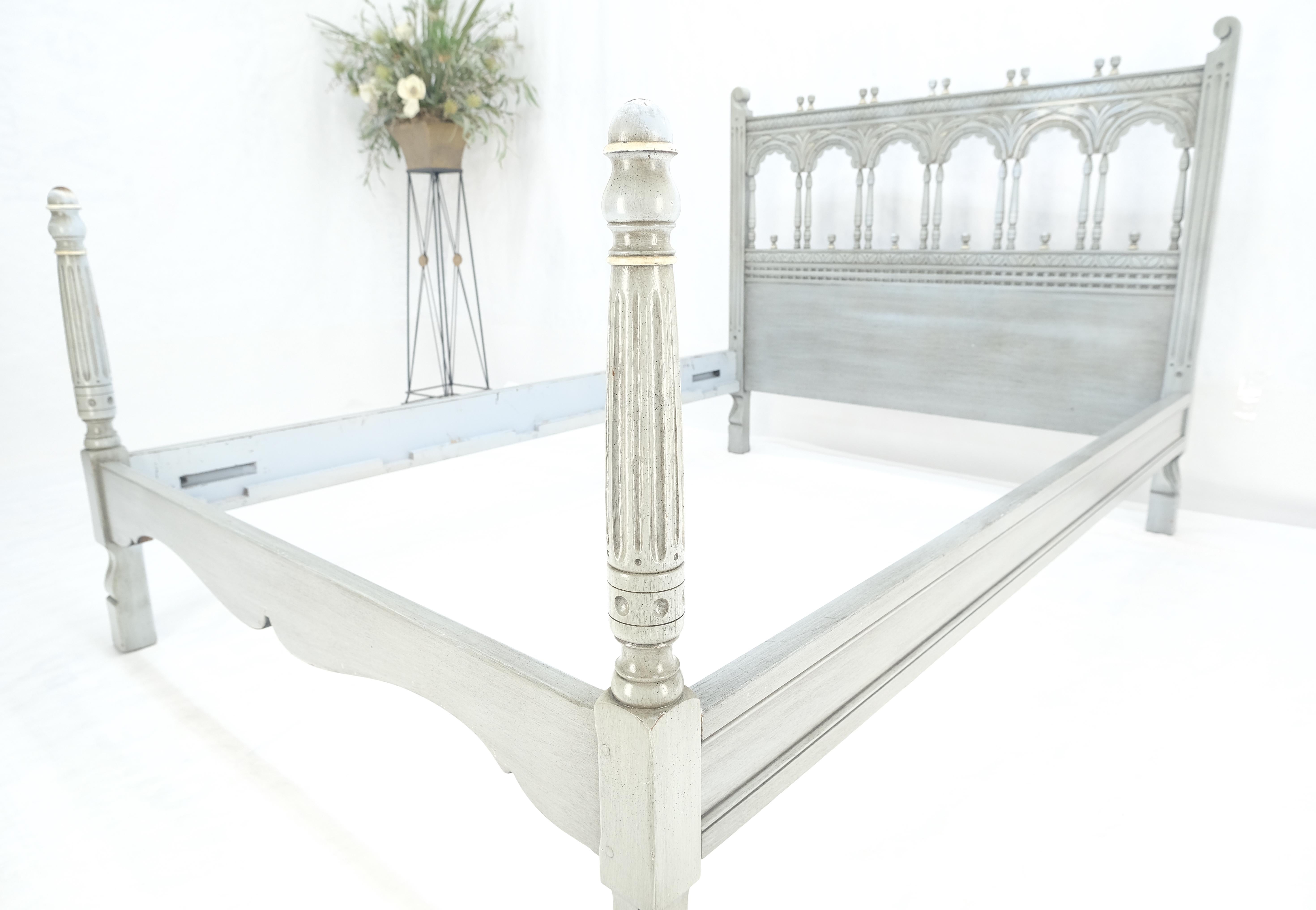 Kittinger Pintado Pintura Decorado Blanco Azul Gris Cama Completa Cabecero Rieles en venta 5
