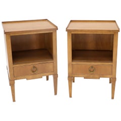 Kittinger Pair of Regency Style Nightstands End Tables One Drawer Light Walnut