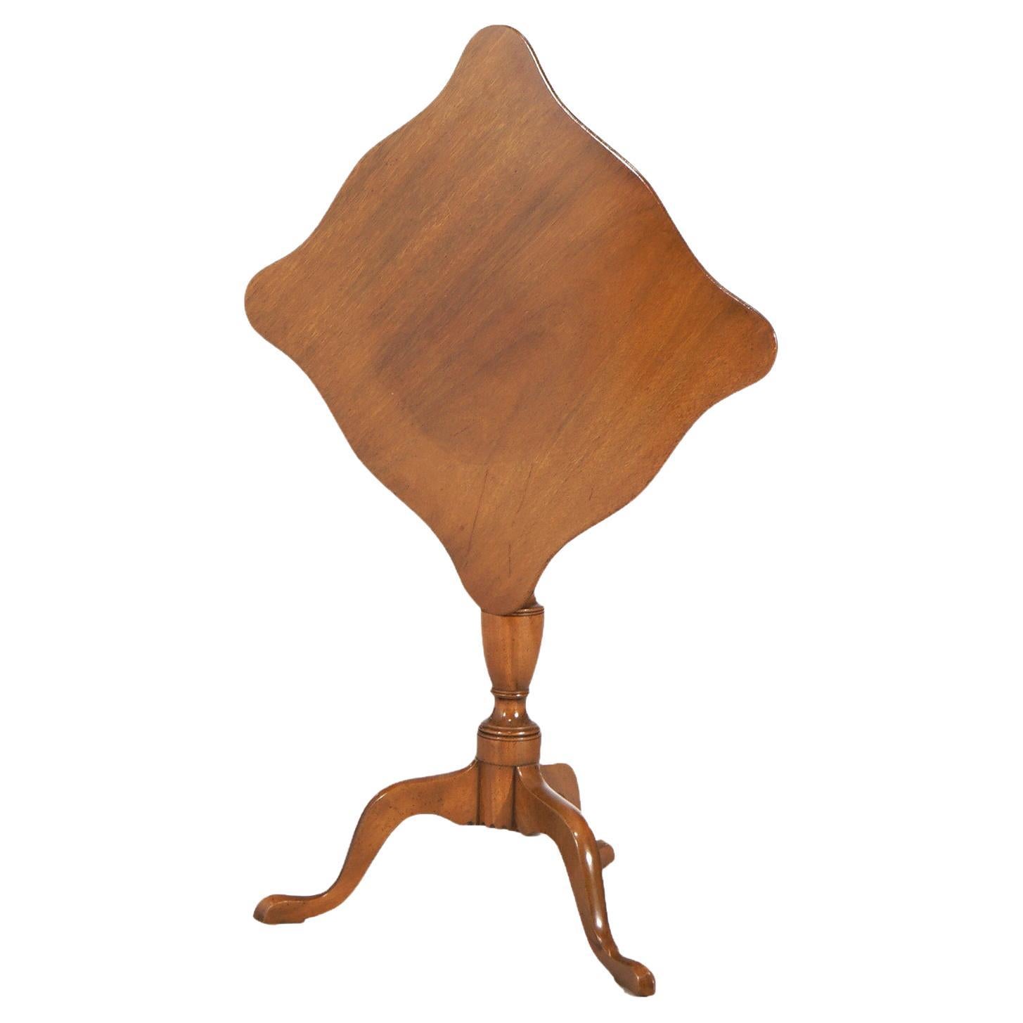 Kittinger Williamsburg Mahogany Tilt Top Candle Stand with Shaped Top 20thC