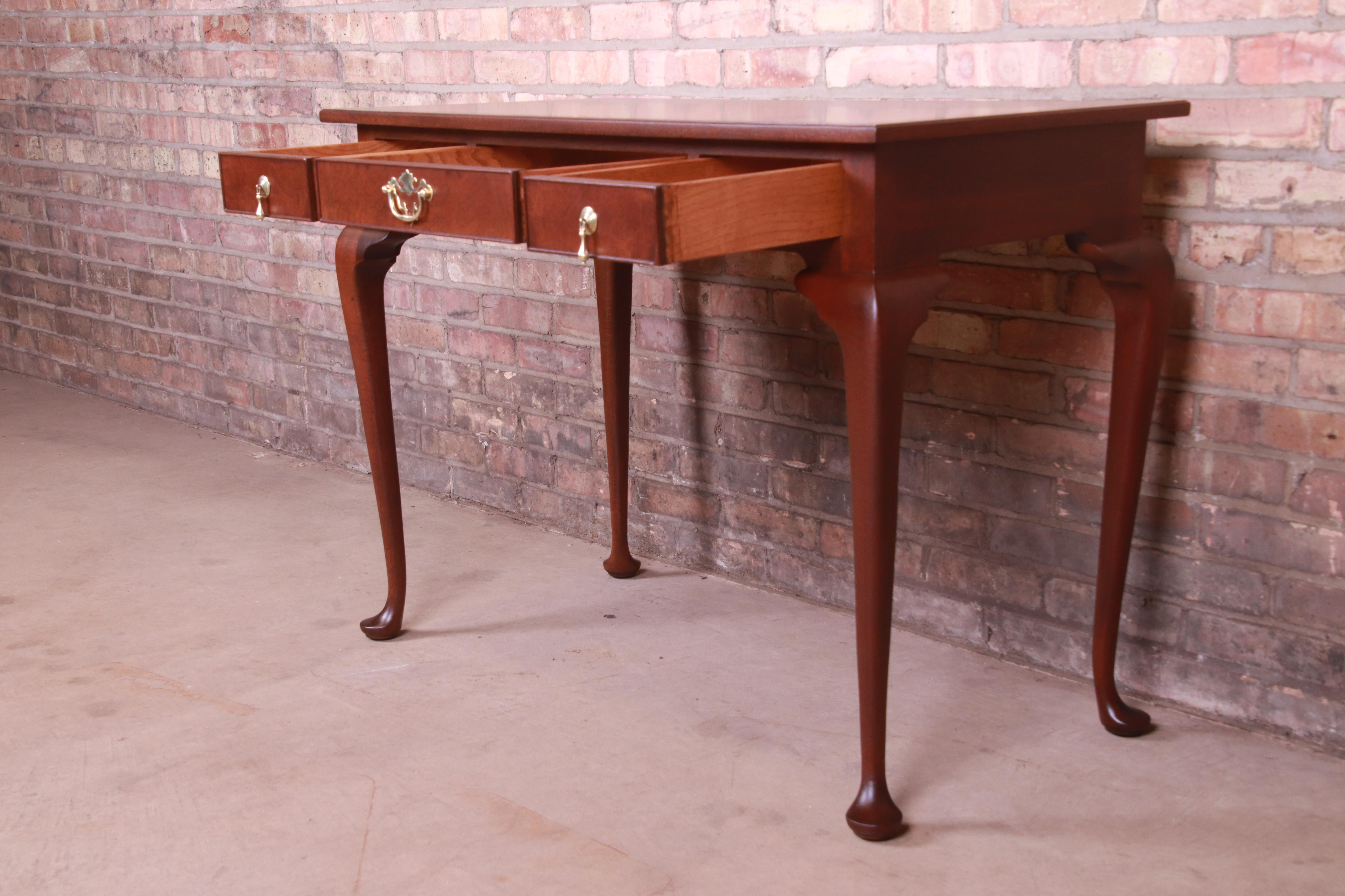 Kittinger Queen Anne Burled Walnut Writing Desk, Newly Refinished 2