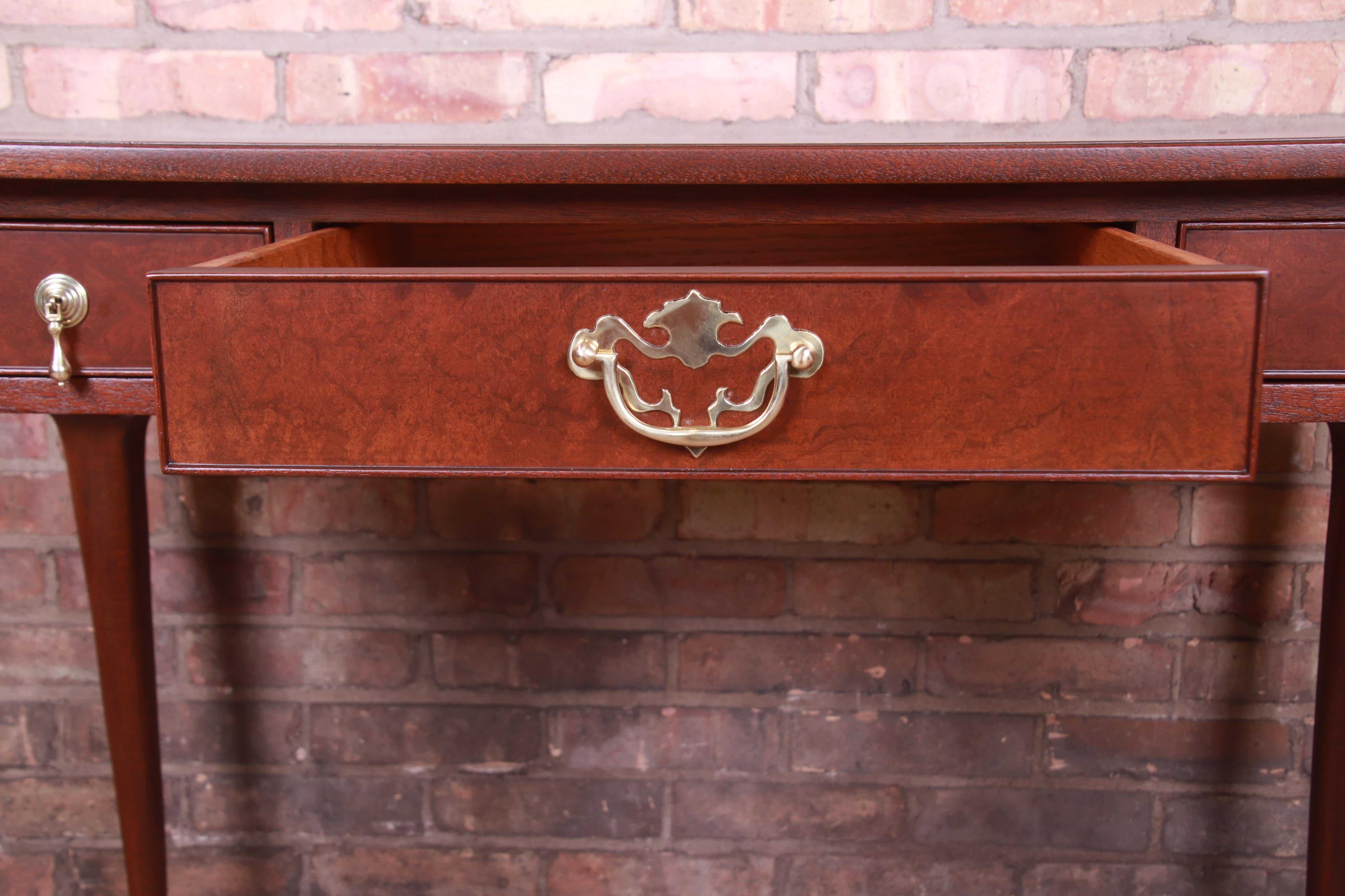 Kittinger Queen Anne Burled Walnut Writing Desk, Newly Refinished 3